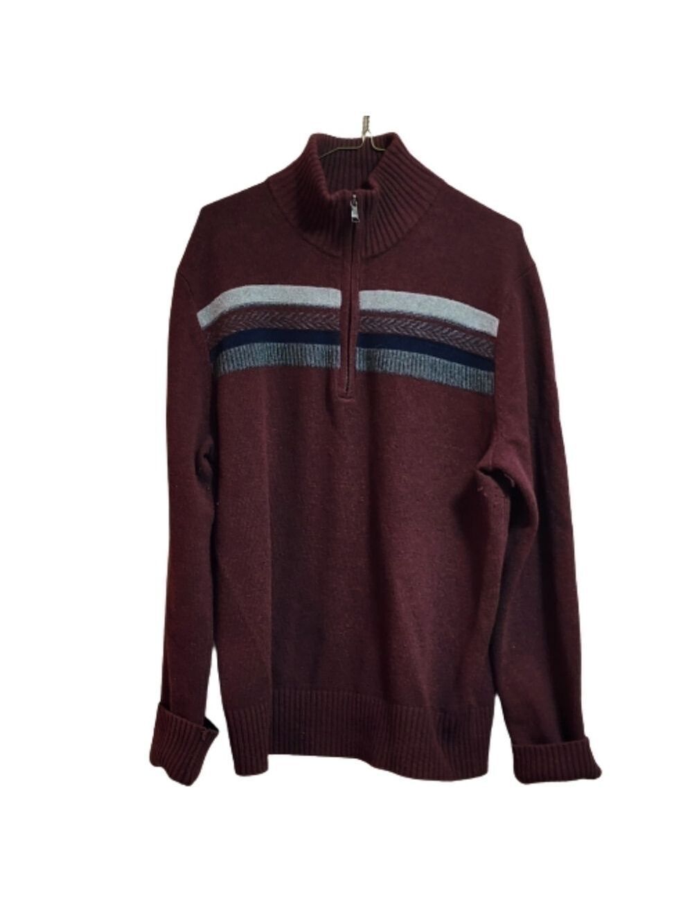 BANANA republic quarter zip ribbed knit pullover sweater color burgundy size M